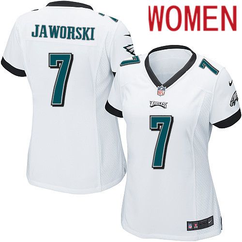 Women Philadelphia Eagles #7 Ron Jaworski Nike White Game NFL Jersey